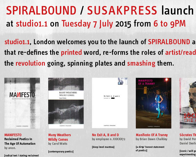 spiralbound launch on 7 July at studio1.1